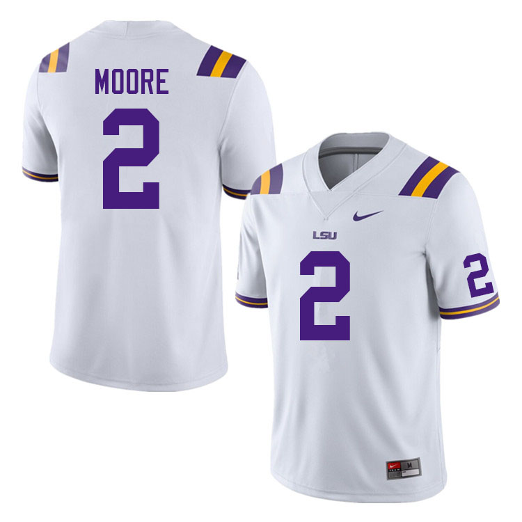 Men #2 Koy Moore LSU Tigers College Football Jerseys Sale-White